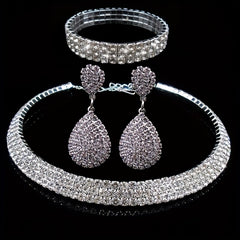 Exaggerated Wedding Jewelry Set Choker Necklace Earrings Bracelet