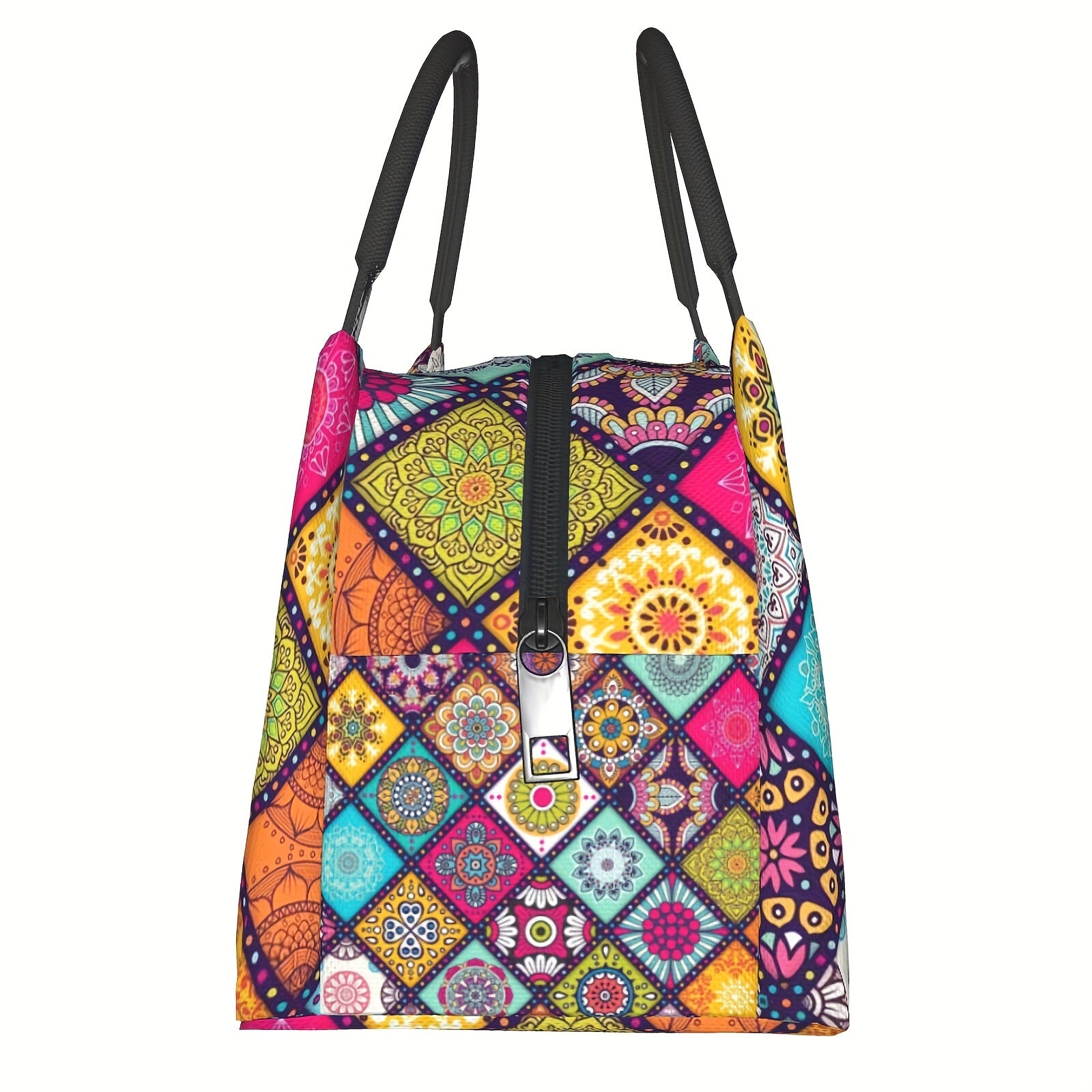 Insulated Lunch Bag for Men & Women Large Lunch Tote Bohemian Plaid Floral