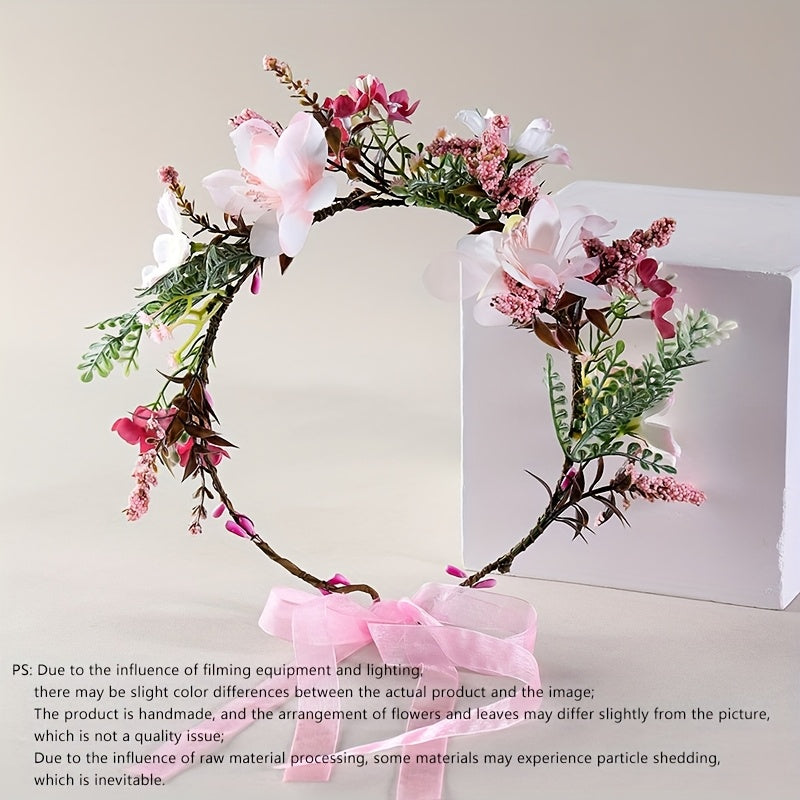 Floral Headband for Bridal Photo Shoots Pink