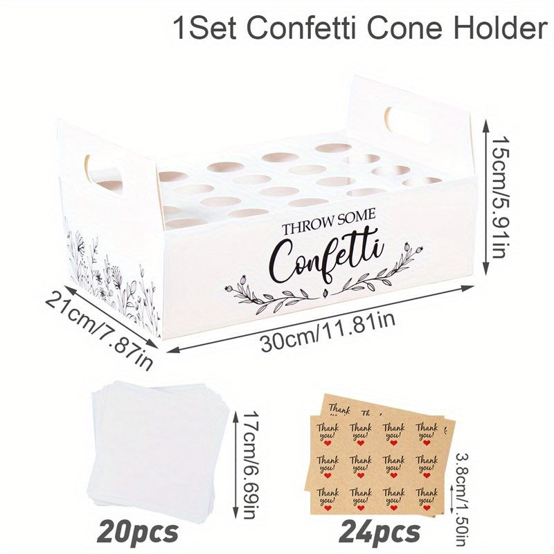 Rustic Wedding Paper Cone Holder Box Confetti Tray