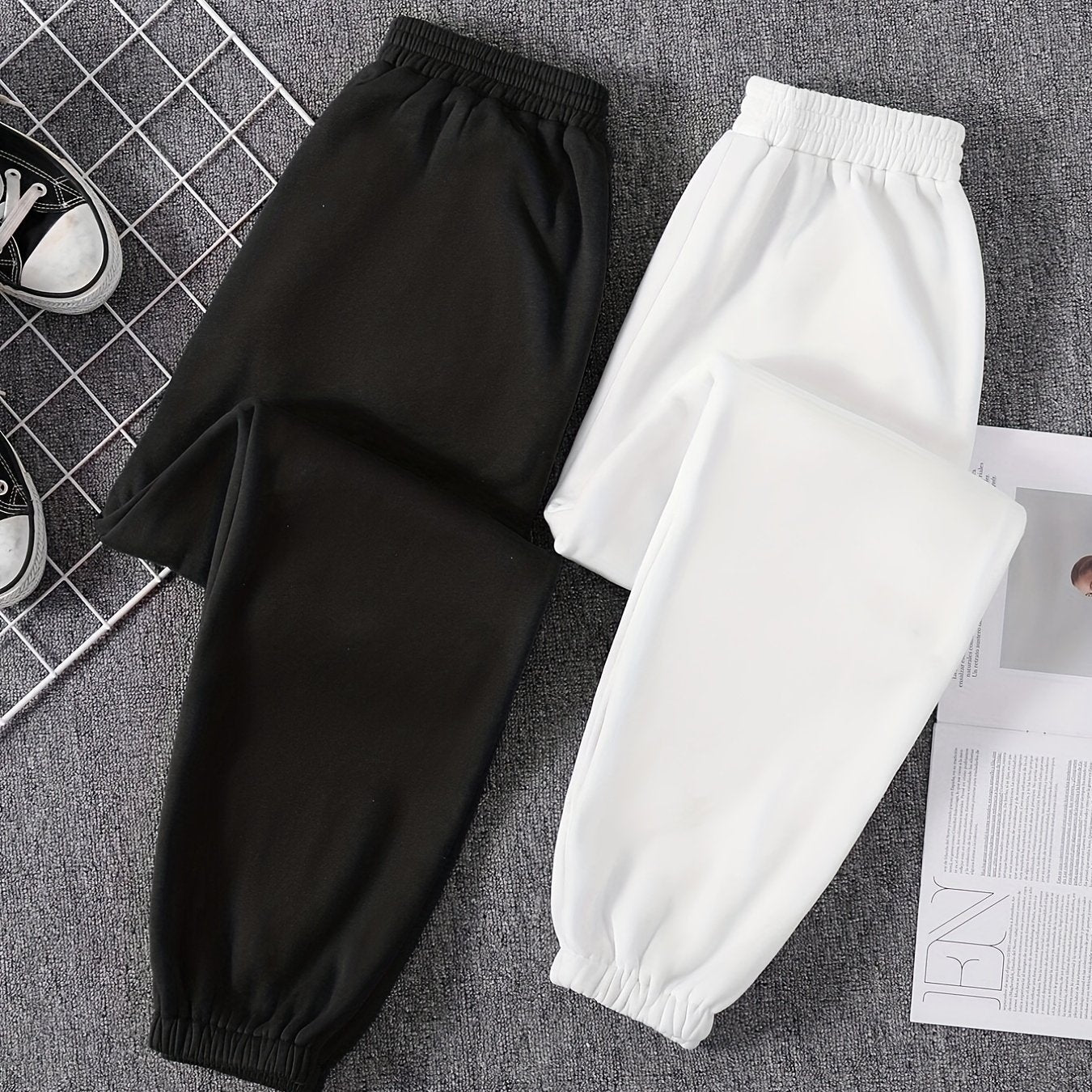 2-Pack Mixed Elastic Waist Joggers for Women's Spring & Fall Casual Wear