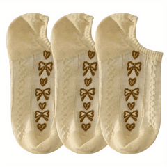 4 Pairs Bow Print Socks Low Cut Ankle Socks Women's Stockings