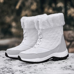 Women's Waterproof Snow Boots High Top Lace Up Hiking Boots