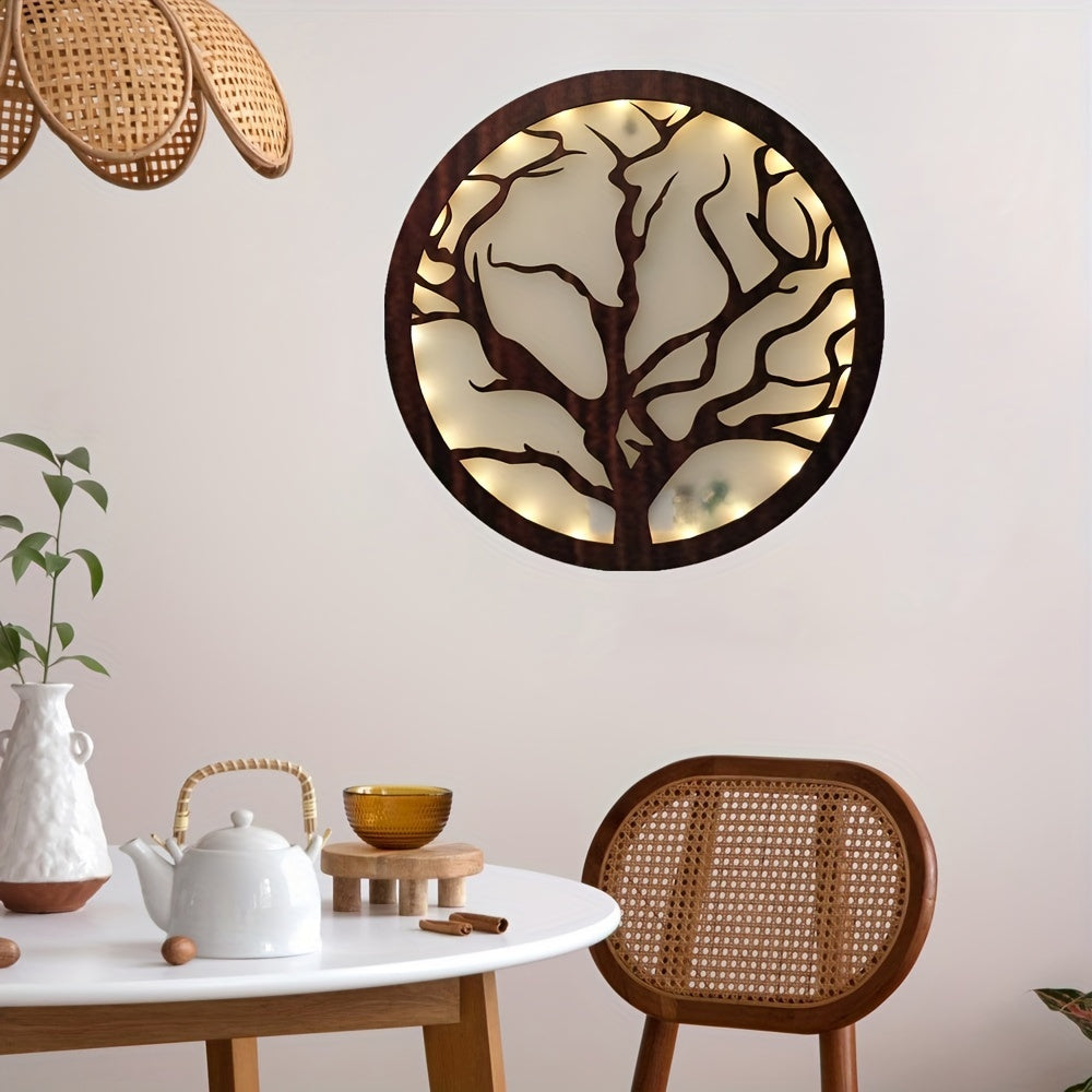 LED Tree Of Life Shape Lamp Retro Wooden Home Decoration