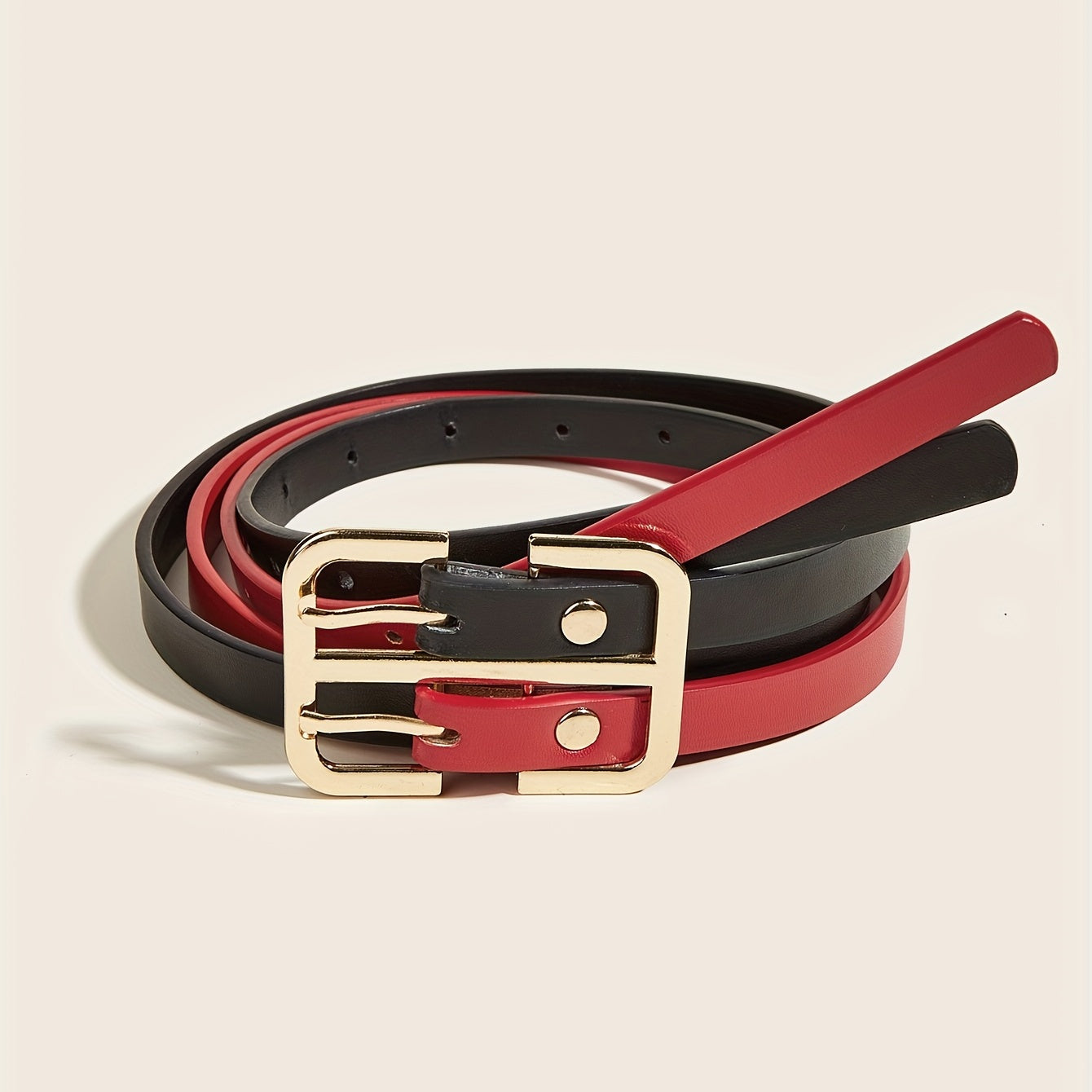 Double Layer Thin Belt Decorative Waistband for Women