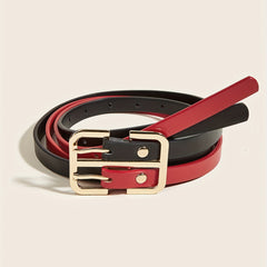 Double Layer Thin Belt Decorative Waistband for Women