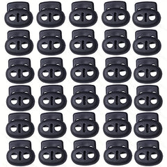 30pcs Plastic Cord Locks Double Hole Cord Stops Fastener Toggles for Paracord