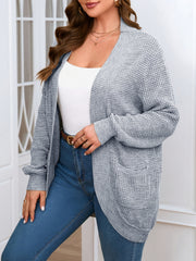 Women's Plus Size Open Front Cardigan with Pockets