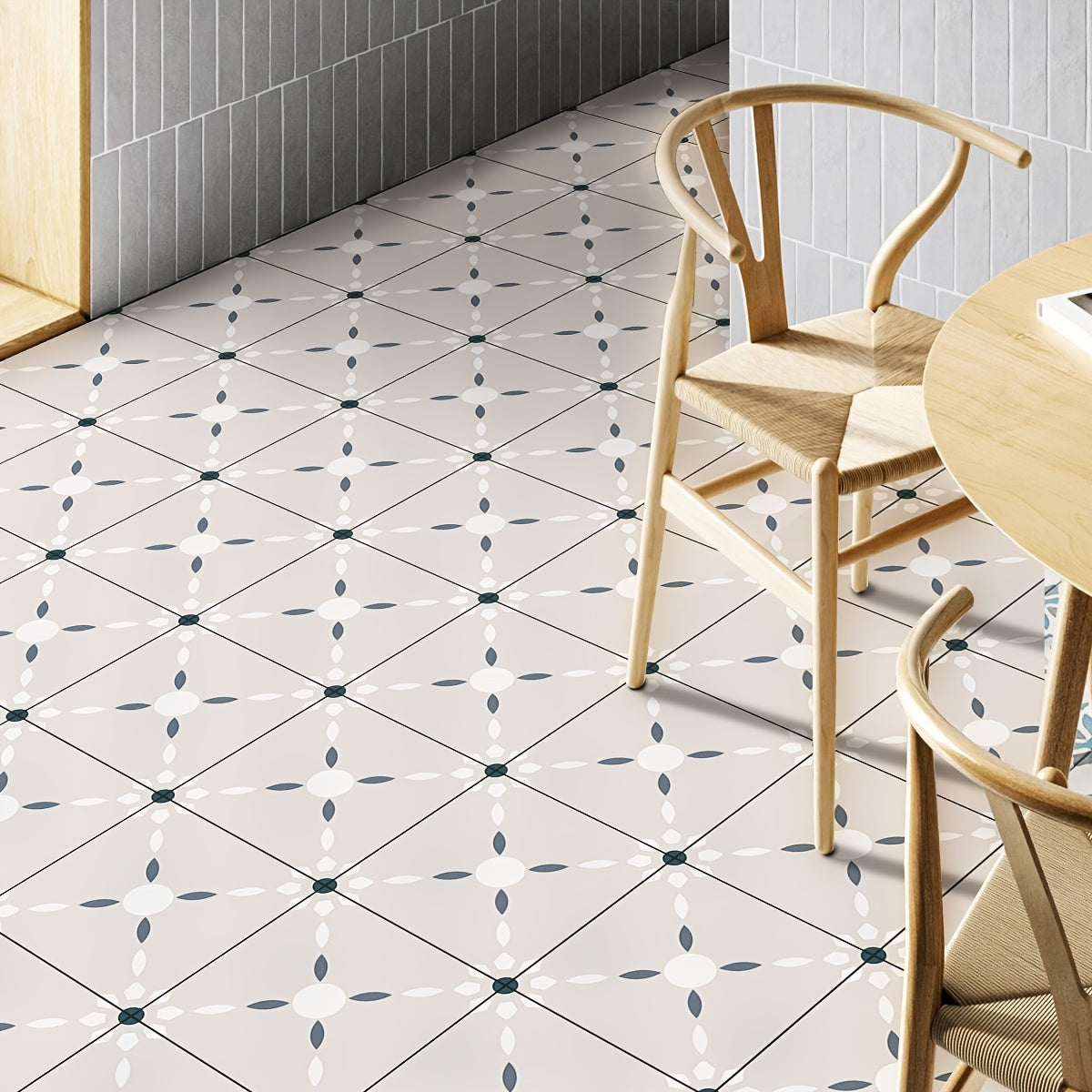12pcs Nordic Minimalist Ceramic Tile Stickers for Kitchen Bathroom
