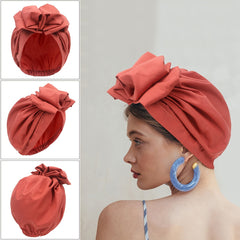 Pleated Bow Decor Turban Cap for Women