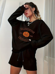  Women's Graphic Print Sweatshirt & Shorts Set