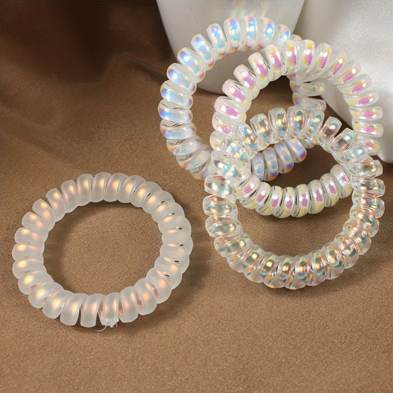 3pcs Transparent Spiral Hair Tie Y2K Hair Accessories Elastic Hair Rope