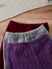3 Pack Ribbed Long Pants for Girls, Comfy Sweatpants for Sports