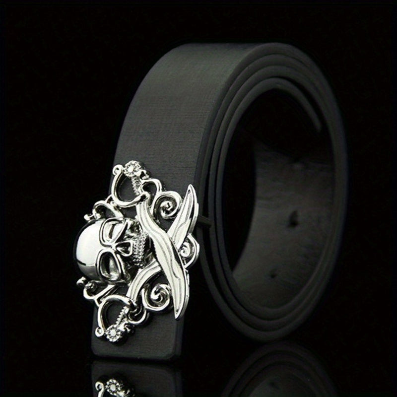 Skull Belt Buckle Casual Leather Belt Men