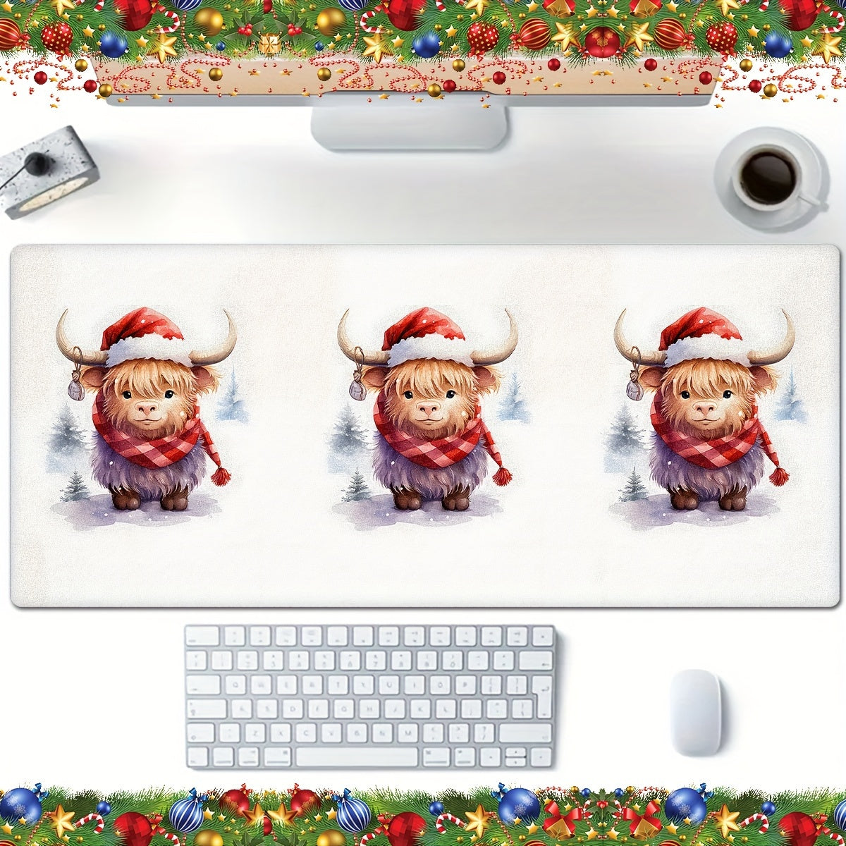 Christmas Cow Art Poster Mouse Pad, Non Slip, Game Pad