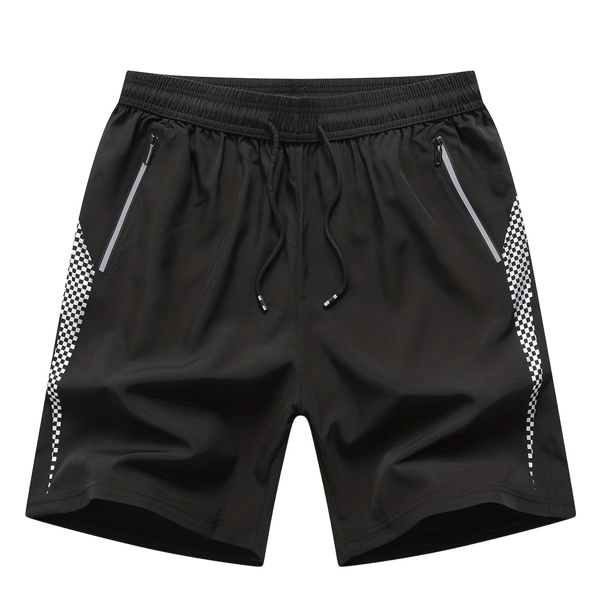 Men's Quick Dry Active Shorts Zipper Pockets Drawstring Waist