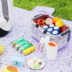 Folding Picnic Basket Oxford Cloth Insulation Basket Multifunctional