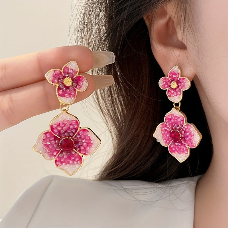 Temperament Flower Pearl Earrings Light Ear Jewelry