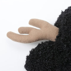 Women's Beanie Antlers Fur Hat Warm Breathable Winter Hat