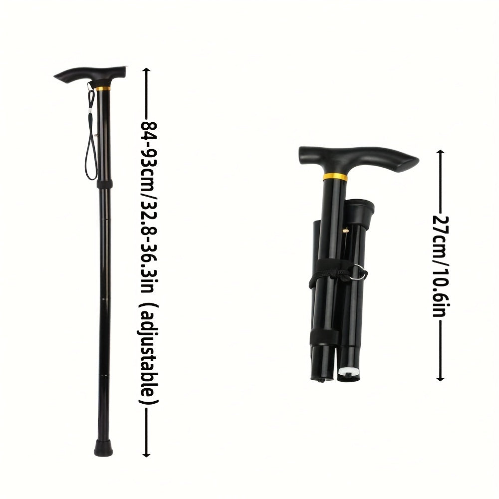 Foldable Hiking Cane Adjustable Height Rubber Tip