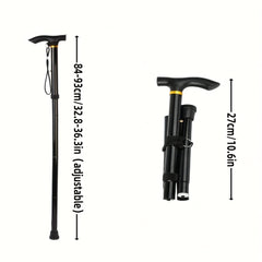 Foldable Hiking Cane Adjustable Height Rubber Tip