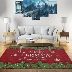 MERRY CHRISTMAS Kitchen Rug Flannel Living Room Carpet Mat