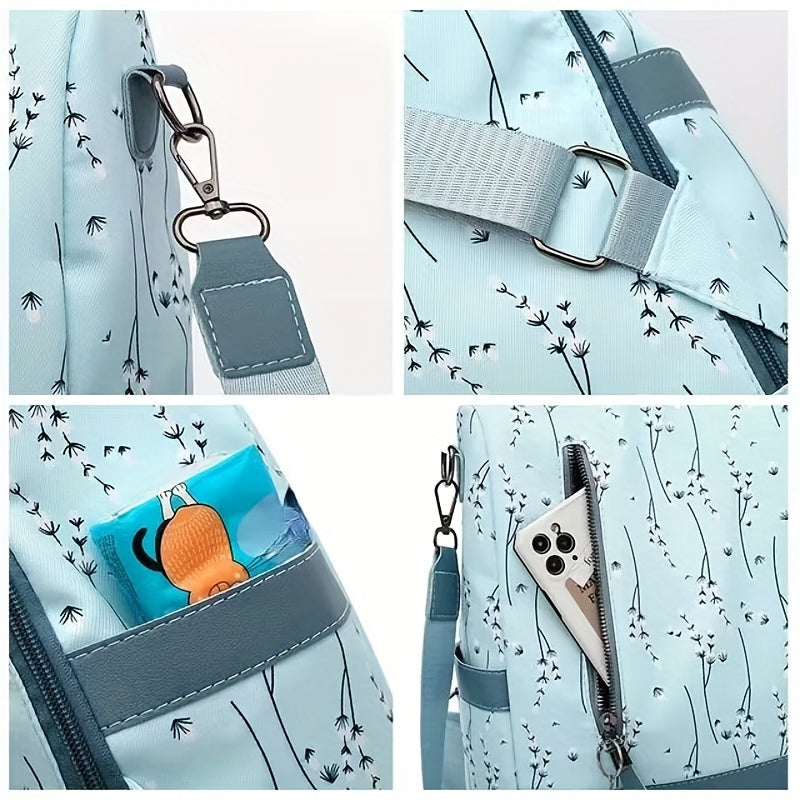 Casual Floral Backpack Large Capacity Travel Bag