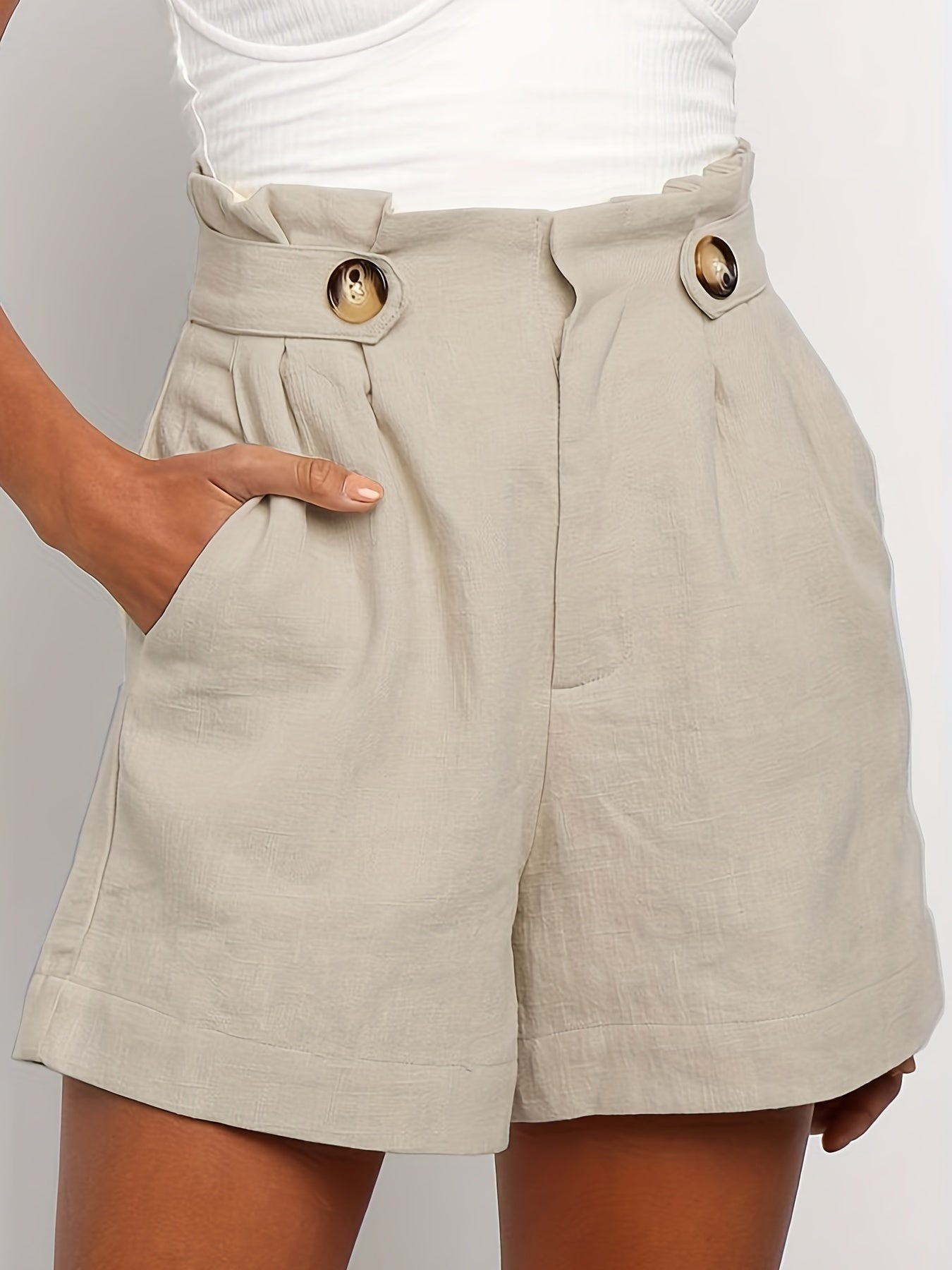 High Waist Ruched Wide Leg Shorts