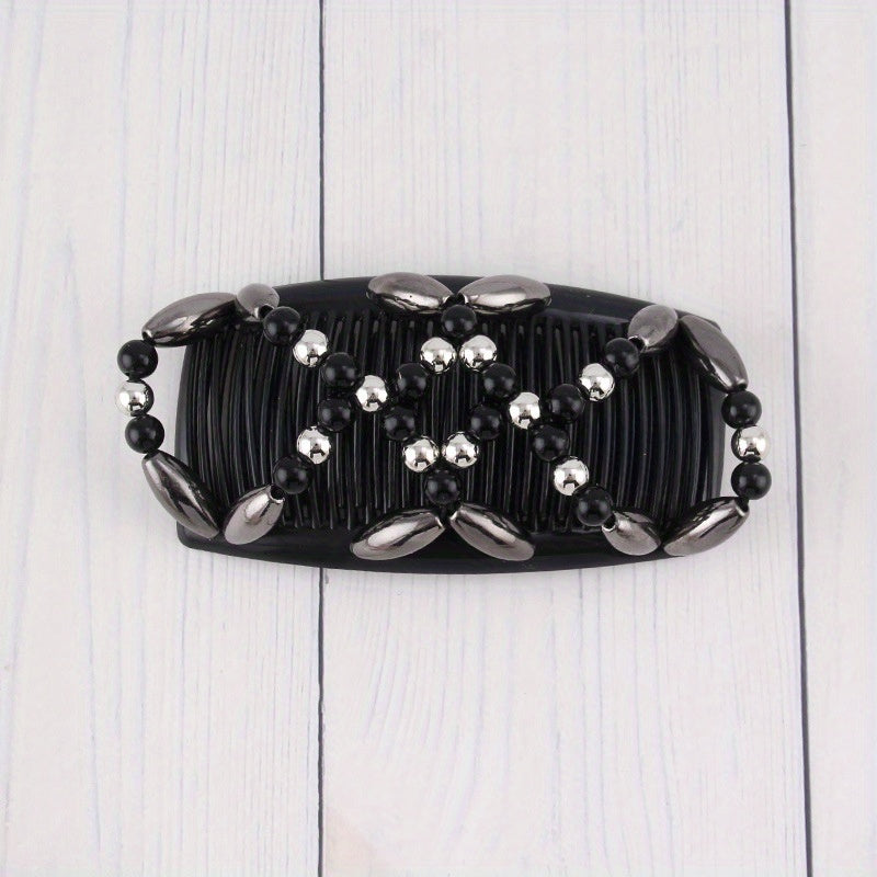 Double Row Beaded Hair Comb for Women