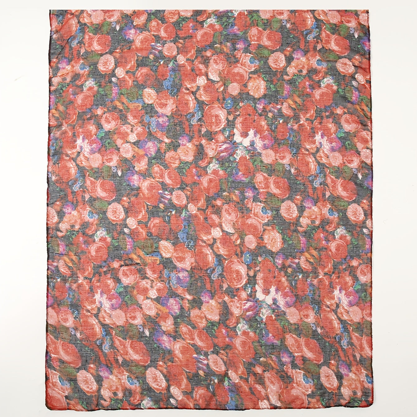 Vintage Flower Print Thin Scarf Shawl Red Beach Towel Yarn Scarf