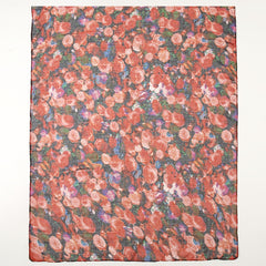 Vintage Flower Print Thin Scarf Shawl Red Beach Towel Yarn Scarf