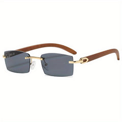 Rimless Sunglasses Men's Metal Hinge Ocean Slices Cut Edge