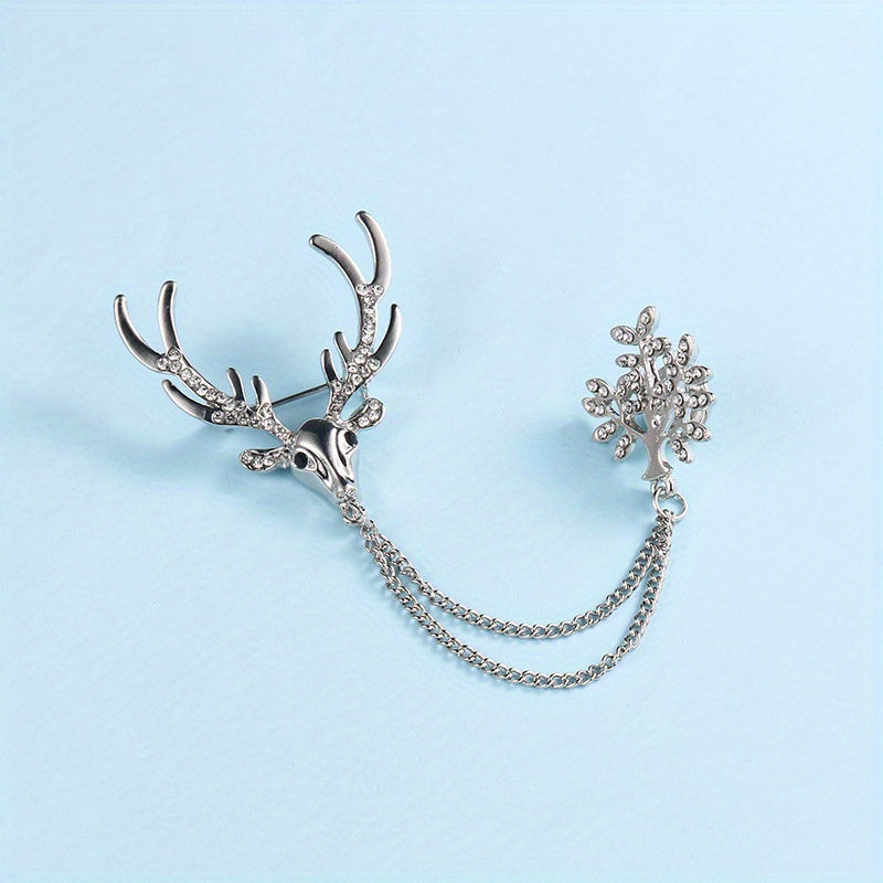 Reindeer Rhinestone Brooch All match Clothing Decoration