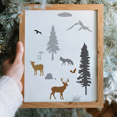3pcs AHANDMAKER Forest Animal Stencils Set Wildlife Painting Templates