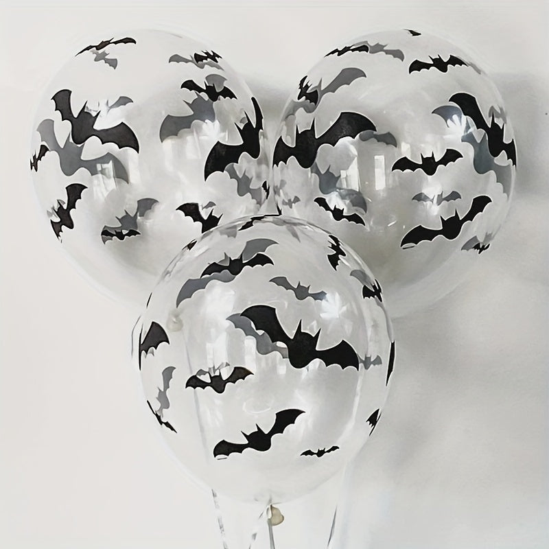 30pcs Halloween Bat Print Balloons Orange Decor 12in