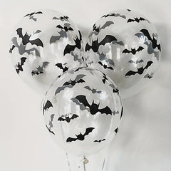 30pcs Halloween Bat Print Balloons Orange Decor 12in