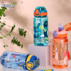 600ml Cartoon Sports Water Bottle Leakproof BPA-Free