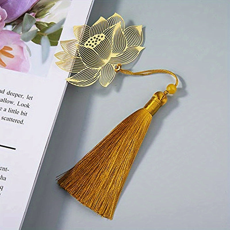 Golden Hollow Bookmark With Tassel for Book Readers Writers Adults
