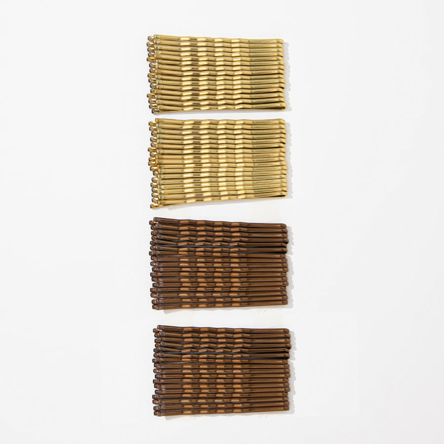 72pcs Waved U Shape Hairpins Golden Brown Bobby Pins Hair Grips Salon Holder