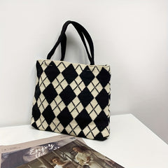 Vintage Woven Tote Bag Women's Casual Handbag & Shoulder Purse