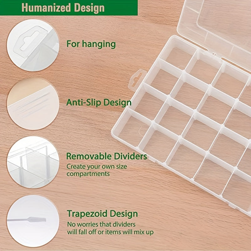 Clear Plastic Organizer Storage Box 24 Grids Washi Tape Jewelry