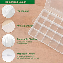 Clear Plastic Organizer Storage Box 24 Grids Washi Tape Jewelry