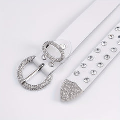 Men's 44in PU Leather Colorful Faux Diamond Belt Waist Strap