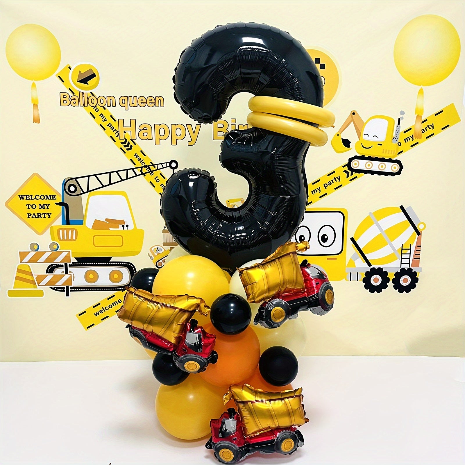 Construction Theme Age Number Truck Excavator Birthday Party Decorations