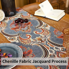 Ethnic Table Runner Floral Jacquard Tassel Dining Runners