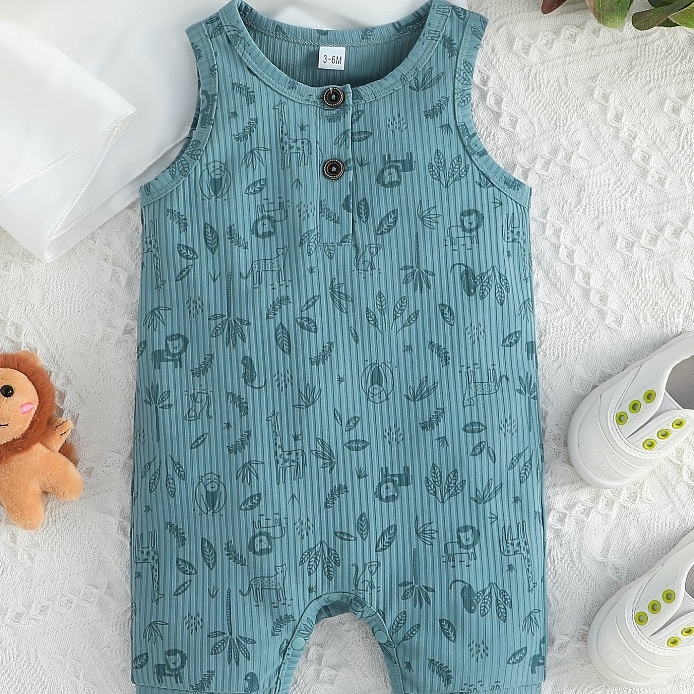 Baby Boys Animal Graphic Print Sleeveless Romper Jumpsuit Clothes