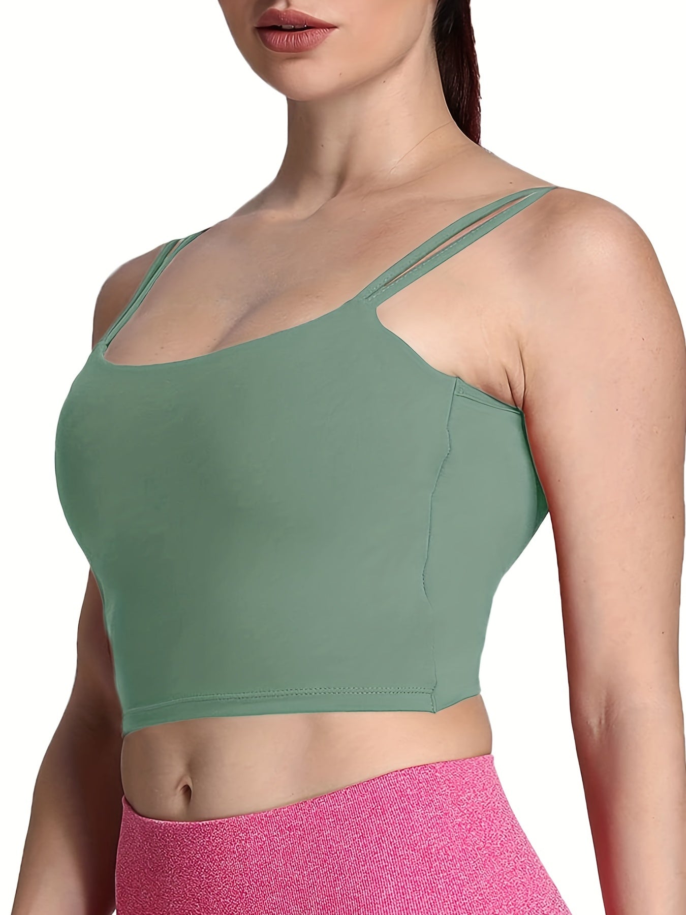  Solid Split Strap Twist Backless Crop Cami Top