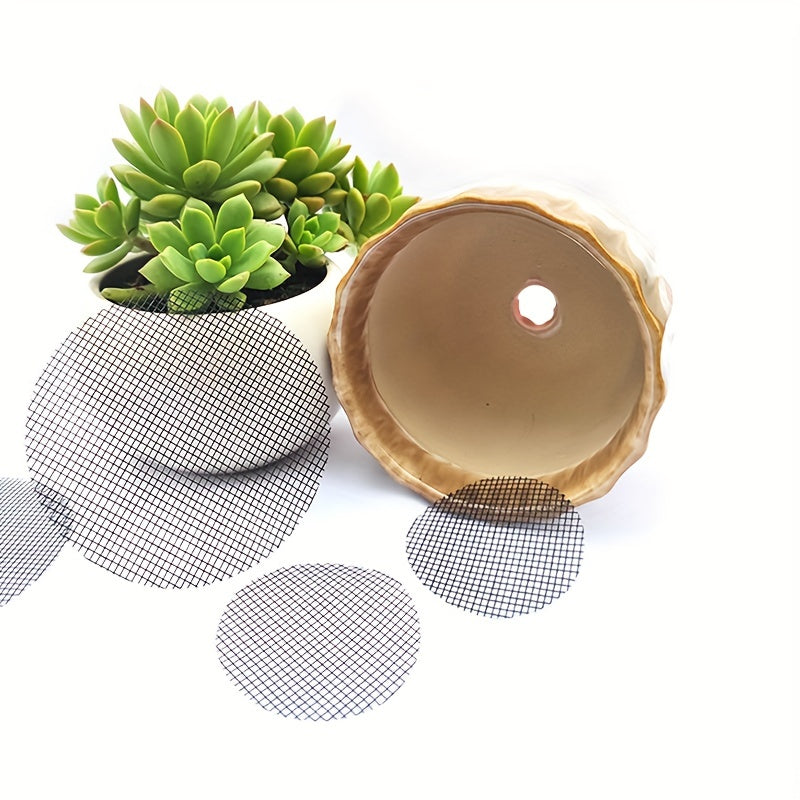 50pcs Flower Pot Hole Mesh Pad Round Drainage Hole Screens Prevent Soil Loss
