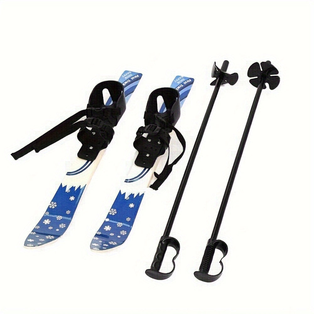 Snow Skiing Pole Set with Bindings for Beginners