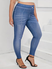  Denim Print High Rise Leggings